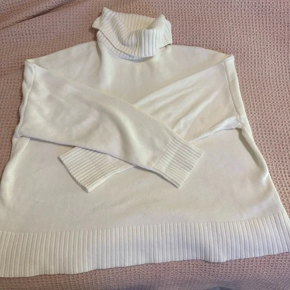 GAP Cream Turtleneck Sweater Women’s Size XL Ribbed Knit Drop Shoulder Cozy - Picture 11 of 11
